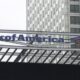 Bank of America logo close.up .Canary Wharf building 1