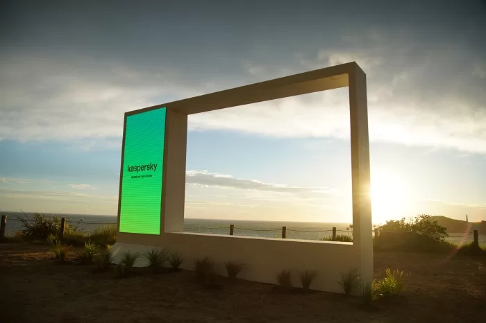 Kaspersky temporary billboard at Castlepoint Station on the Wairarapa coast of New Zealand- one of the first locations to see the new day and meet the future.