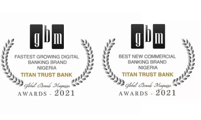 Titan Trust Bank wins 2 international awards at the 9th edition of Global Brands Magazine Awards