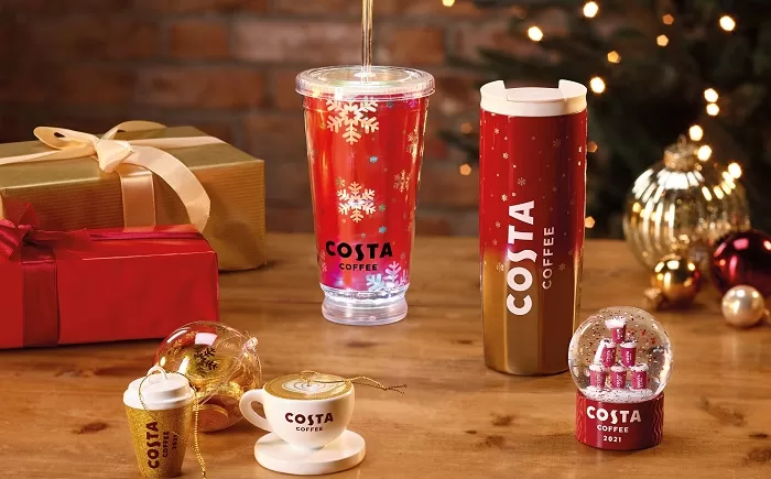 Costa Del Mar Costa Coffee Ceramic Cup Mug Gift Set Christmas Caramel Syrup Ginger Biscuit NEW 5055475448586 
