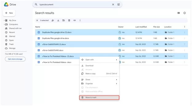 Press and hold Ctrl to select multiple duplicate