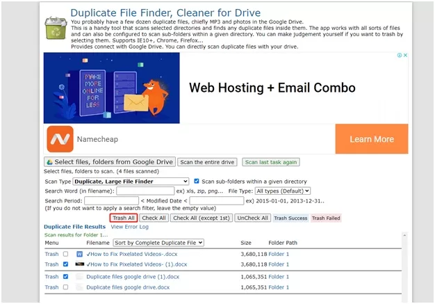 Select the duplicate files to be deleted according to your needs and click the